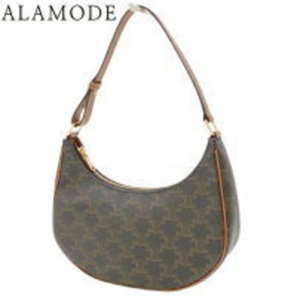 CELINE AVA Shoulder Bag Hand Calf Triomphe Canvas Beige Brown - Picture 1 of 6
